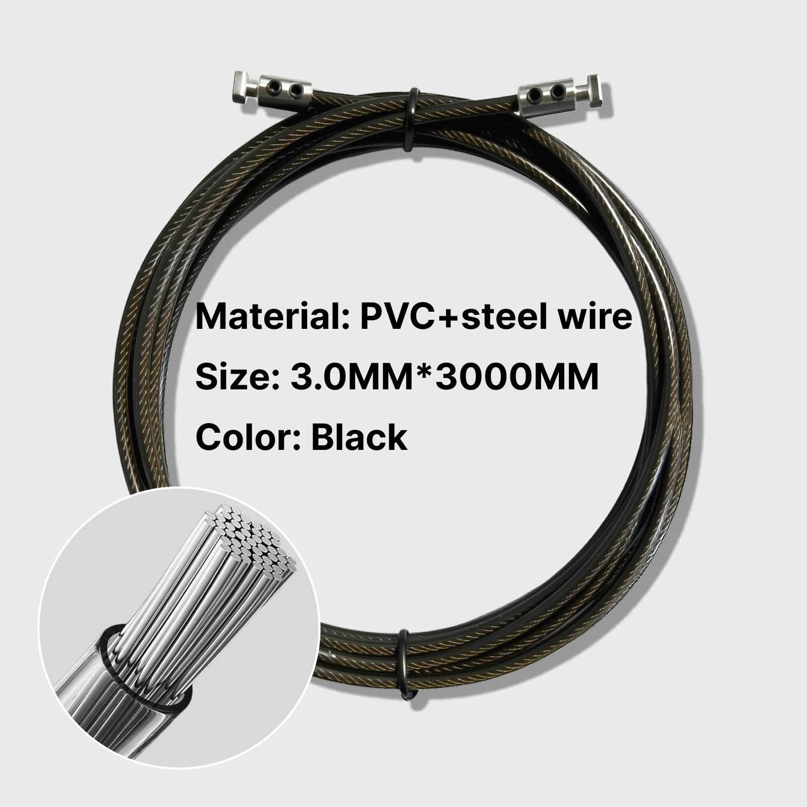 Skipping Rope Pvc - High-strength black PVC-coated steel wire rope,