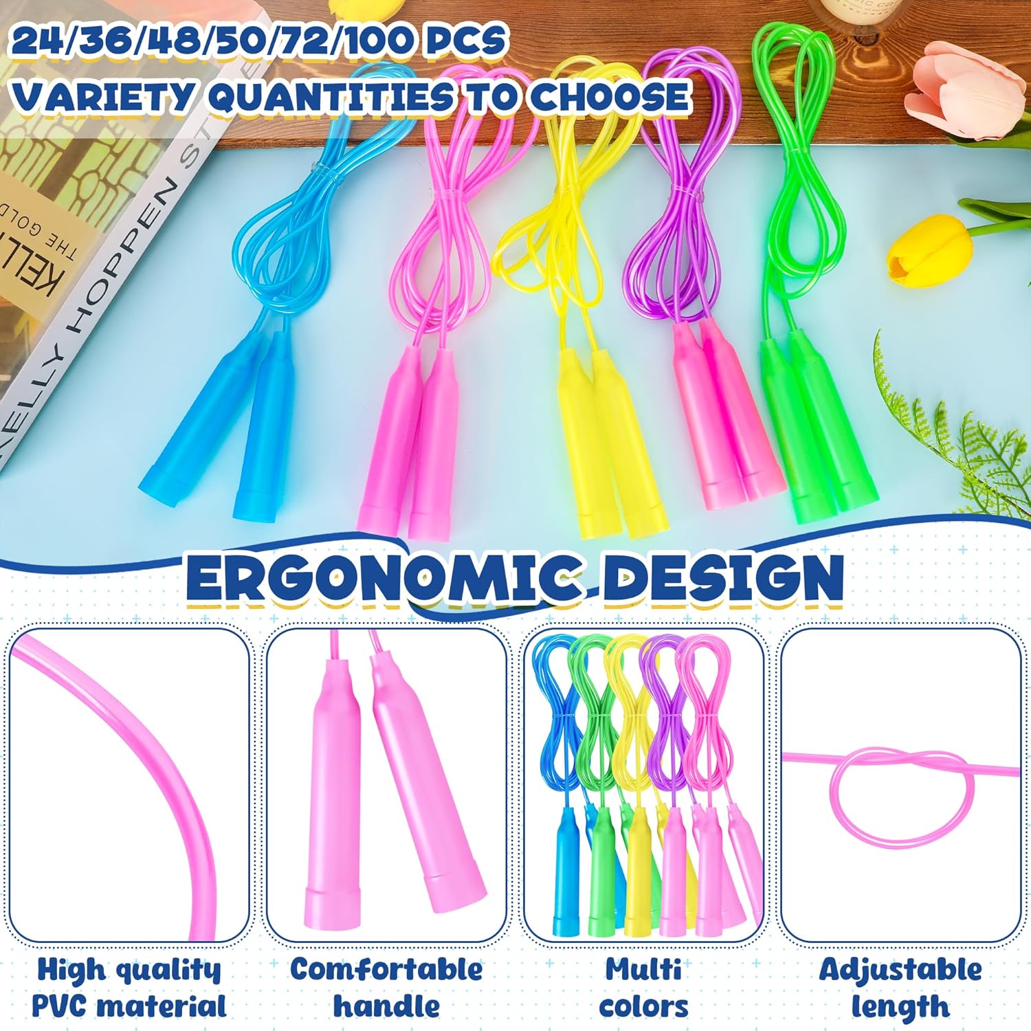 Colorful Adjustable Jump Ropes - Skipping Rope Pvc recension och pris